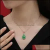 Pendant Necklaces & Pendants Jewelry Gourd-Shaped Water Drop Necklace Female Spirit Stone Side Body Mascot Green Jade Temperament Clavicle C