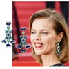 Baumeln Kronleuchter GODKI Luxus Grün Blau Mix Lange Ohrringe Für Frauen Hochzeit Kubischen Zirkon Kristall CZ Dubai Braut Mode Schmuck