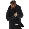 Hommes hiver polaire épais chaud manteau Outwear Trench veste en cuir à manches longues fourrure 211014