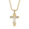 Christian Orthodox Crucifix Jesus Necklace Russian Cross Prayer Pendant Gold Color INRI Crucifix Necklaces For Men