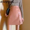 Korea Chic Eutumn Black Pu Skórzana spódnica Kobiety mini wysoki talia linia szczupła solidna vintage femme jupes street plus size casual 210306