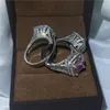 Anéis de casamento choucong 3 cores anel de pedra de nascimento para mulheres cortadas de almofada 10ct 5a zircão cz 14kt banda de noivado de ouro branco 14kt