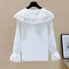 Blusas das mulheres Camisetas Mulheres Branco Camisa Longa Blusa Escritório Senhora Satin Silk Tops Plus Size Woman Basic