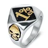 Mode heren schedel hoofd rvs ring 1% eh retro antieke punk fietser mannen skelet ringen sieraden groothandel