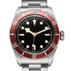 ファッションメンズ自動メカニカルメンステンレス鋼の腕時計セラミック赤ベゼルブラックダイヤルローターモントルスクラスプ腕時計42mmの腕時計