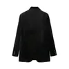 Причинные женщины черный бархат тонкий пиджак мода женская одиночная кнопка Blazers Streetwear женский шикарные карманные пальто 210527