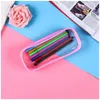 PVC Pencil Bag Zipper Pouch School Students Clear Transparent Waterproof Plastic PVC Storage Box Pen Case DH8575