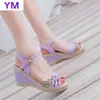 2021 Sommar Bohemian Wedge Sandals Kvinnor Sandaler Casual Kvinnor Skor Fashion Cork Woven Skor Kvinnor Plattform Sandaler Ladies 35-41 Y0721