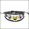 Charme pulseiras jóias gay e lésbica assinar pulseira 18mm gengibre snap botão arco-íris cabochões de vidro trançado corda para mulheres homens dro