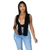 Plus Size 3XL 4XL 5XL Kvinnor Stickade Toppar Sexig Ärmlös tröja Sjal Casual Bandage Kofta Rejäl stickad ribba Crop Tops Vår Höstkläder Partihandelsvaror 6887