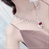 2021 Tendência de moda temperamento high-end vermelho colar de garganta mulheres pérola banquete de dança festa de qualidade amor