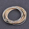 Memory Spring Wire Bracelets for Women Men Fun Bracelet Gold Color 19cm Length Steel Wrap Bangle Jewelry Accessory New 11pcs/lot Q0719