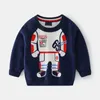 Barntröja Boys Stickad Pullover 2021 Ny Höst Vinter Barnkläder Tecknad Mode Bomull Småbarn Baby Sweaters 2T-8T Y1024