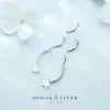 Minimalism Stjärnor Long Chain Drop Earrings 925 Sterling Silver Smycken För Kvinnor Bröllop Aanniversitetsdeklaration 210707
