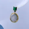 Guaiguai Biżuteria Naturalna słodkowodna hodowana biała moneta keshi perła zielona kryształ cz złota kolczyki stadnonerze słodkie dla Wome1792127