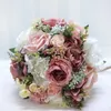 Ghirlande di fiori decorativi Stile corte retrò Bouquet da sposa rosa blu Peonia di seta artificiale Matrimonio fatto a mano sposa