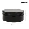 10st 250ml Round Metal Tin Jar Aluminiumbox Kosmetisk Cream Can Candy Storage Pot Svart ljusbehållare 8.5oz 210315