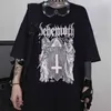 QWEEK Gothic Punk Harajuku Tshirt Emo Style Mall Topy Lato Koszulki Streetwear Czarne Grunge Odzież 210720