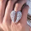 Angel Wings Promise Ring Marquise Cut Flower Wedding Band Ringar för Kvinnor Party Smycken X0715