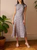 Women Summer Sexy Backless Midi Dress Vintage Print Floral Split Boho Casual Holiday Lady Beach 210623