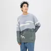 Mężczyźni Krowa Vintage Winter Sweter Pullover O-Neck Koreański Dzianiny Sweter Kobiety Casual Harajuku Para Dzianiny Streetwear Oversize 210809