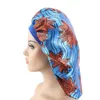 Beanie / Skull Caps Elastic Night Turban Extra Stor Hårlock för Sova African Printed Satin Round Hat Artificial Silk Chemo Bonnet