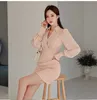 automne rose Sexy chemise coréenne dames à manches longues serré bureau mini robe de soirée pour les femmes chine vêtements 210602