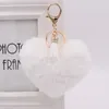 القلب pompom keychain متعدد الألوان pompom مفتاح سلسلة سيدة حقيبة يد كيرينغ اليدوية شرابة الملحقات مفتاح سلسلة قلادة الديكور