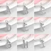 Ny 925 Sterling Silver Alphabet Letter Bead A till Z Clear CZ Charms Pendent Fit Original Designer Armband för Kvinnor Smycken Q0531