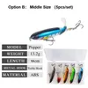 5pcs / 상자 또는 6pcs / 상자 wobbler topwater 하드 미끼 꼬리 프로펠러 plopper swimbait 수영베이스 pesca 인공