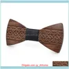 Neck mode aessoriesNeck slipsar valnöt män svart bowties affärer chic justerbar mens grooming ing stripe båge gåvor för gäst1 drop del