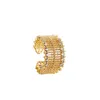Anelli aperti in oro con zirconi intarsiati a maglia cava esagerata in metallo per anello per festa nuziale di gioielli coreani di moda donna