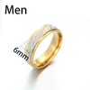 Obrączki ślubne Titanium Steel Grawerowanie Nazwa Miłośnicy Para Złoty Wave Wzór Promise Pierścionek Dla Kobiet Mężczyźni Biżuteria