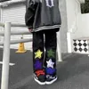 Awe-inspiring Five-pointed Star Print Pants Wild Letter Street Hip-hop Loose Straight-leg Casual Jeans Cool Personality