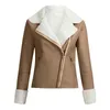 Autumn Womens Jacket 2021 Fashion Lapel Suede Leather Buckle Cool Faux Lamb Wool Motorcykeljackor Päls Kort kvinnlig överrock40944953819