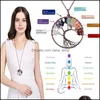 Collares pendientes Colgantes Joyería Árbol de la vida Amatista Collar de cristal rosa Chakra de piedras preciosas para mujeres Entrega de gota de verano 2021 Zutew