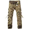 Pantalones de carga para hombre Pantalones de algodón informales para hombre Pantalones militares sólidos para hombre Monos Decoración con múltiples bolsillos de talla grande sin cinturón 211112