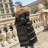 Bambini inverno scuola bambini abbigliamento ragazzi giacca lunga giacca bambina vestiti faux pelliccia di pelliccia collare tuta sportiva cappotto parka adolescenza plus size 210903