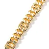 Braccialetti a catena a maglia cubana con diamante Miami 14mm Hip Hop Bracciale in oro 18KT riempito con zirconi ghiacciati ghiacciati Bracciale cubano da 8 pollici 2359