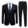 Homens Ternos Slim Fit Uniformes Uniformes Office Terno do Noivo Do Noivo Party 2-Piece Calças de Jaqueta Notch Botão único Botão formal Casual X0909