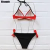 Riseado Push up Bikinis Halter Mayo Bükülmüş Mayo Kadınlar Pembe Biquini Seksi Bikini Set Düğümlü Mayo Yaz 210611