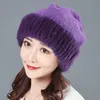 Bonnet tricoté en vraie fourrure de vison pour femme, bonnet chaud et naturel, élastique, de luxe, nouvelle mode hiver 2021
