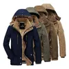 Erkek Sıcak Kalın Parka Rüzgar Geçirmez Polar Ayrılabilir Şapka Askeri Kaliteli Ceket Kış Artı Kadife Palto Erkek Dış Giyim 6XL 220301
