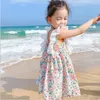 Dziewczyny Sukienki 2021 Lato Nowa Dziewczyna Kwiatowa Sukienka Princess Odpowiedni dla dzieci w wieku 2-9 lat q0716