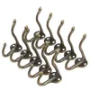 10pcs Wall Hooks Hanger Cloth Hook Hangers Bronze Vintage Bag Hat Hanger Single Hook for Clothes Towel Pants Hanger 210702