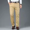 4 Color Men's Business Casual Pants Modal Fabric Straight High Quality Trousers Male Brand Navy Light Grey Khaki Black 211119