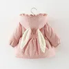 Född baby flicka kläder blommig hooded bomull-vadderad jacka ytterkläder för 1 år födelsedagskläder tjejer outfits coat 211011