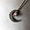 Hete Wholale Gem Charm Moon Gloeiende Vintage Sier Hanger Ketting