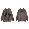 Street hip-hop women's angel print brown zipper hoodie y2k Harajuku punk oversized jacket sweatshirt 210803