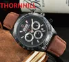 Tous les cadrans Works Stop-Watch Mens Watch 40mm Joli Designer Super Luxury Montres Calendrier Black Brown Leather Strap Wholesale Men's 309c